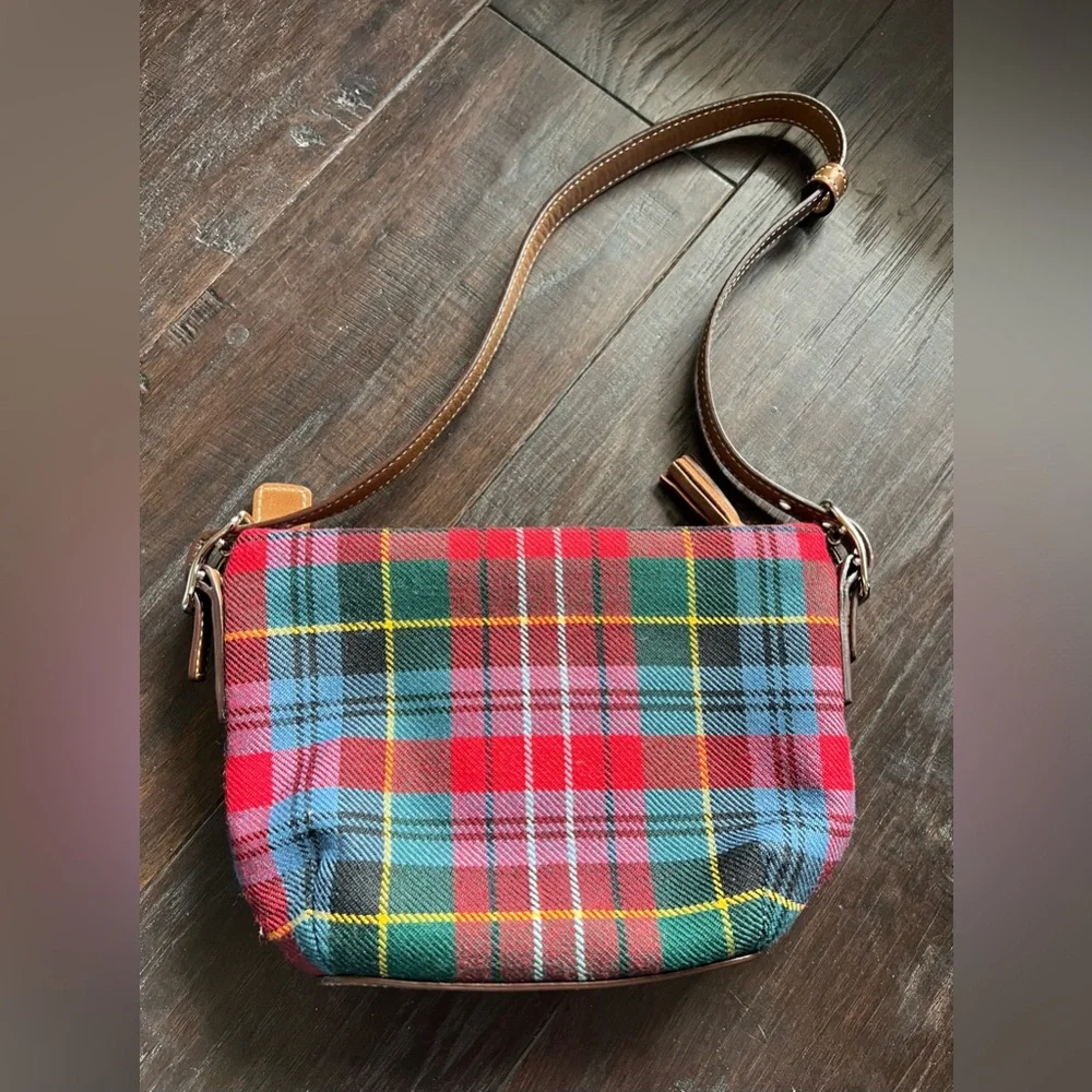 Vintage COACH Tartan Plaid Wool & Leather Demi Bag Y2K #8935 LIKE NEW
